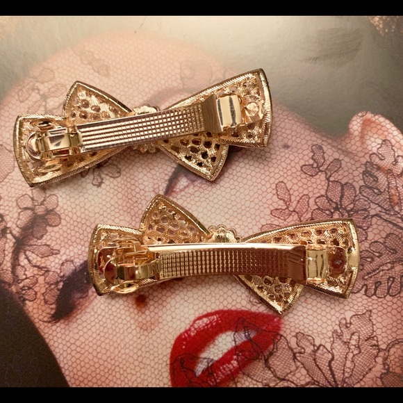 LAST CHANCE⚜️SET/2 Bling Bow Hair Clips - Picture 4 of 5